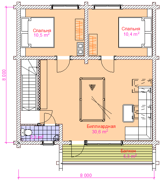 Projects of baths, saunas, garages and other small wooden forms  First  floor plan.