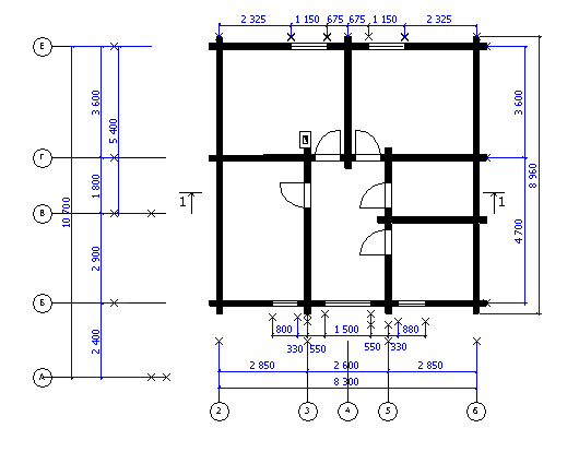 The wooden loghouse project  D138.  First  floor plan.