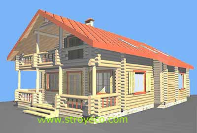 The project of log house D160.  View 2