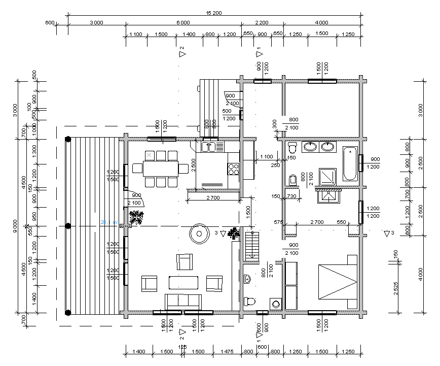 The project of lafet house D185.  Ground floor plan.